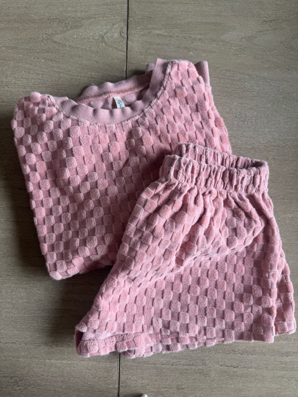 Rylee & Cru Pink Textured Two-Piece Set - Soft Checker Knit